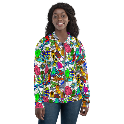 Unisex Bomber Jacket (Bugs|White)