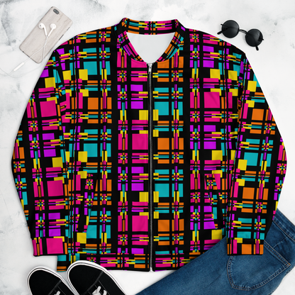 Unisex Bomber Jacket (Rainbow Plaid)