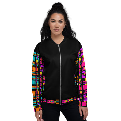 Unisex Bomber Jacket (Rainbow Plaid)