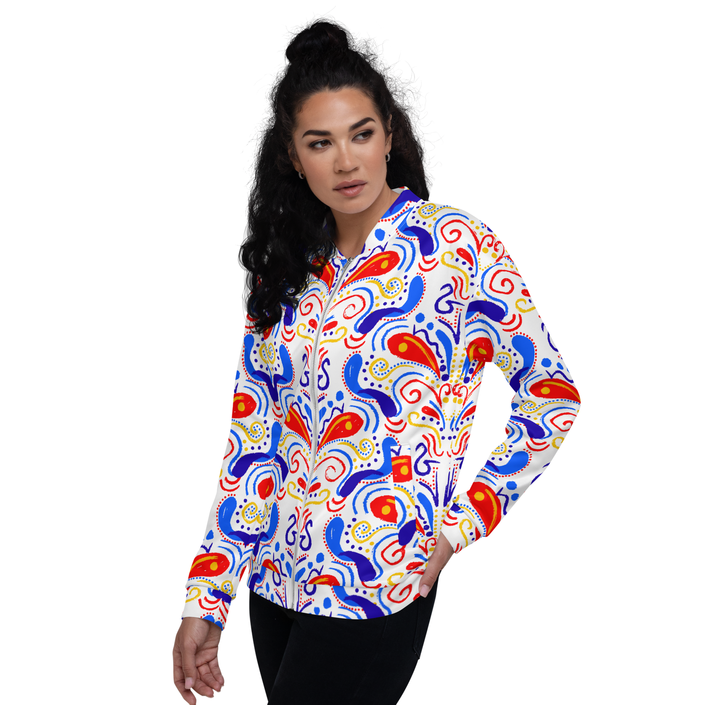 Unisex Bomber Jacket (Talavera-inspired|White)