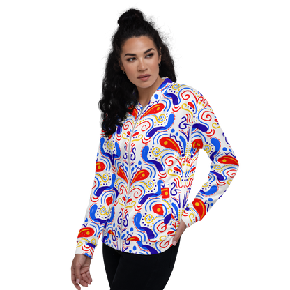 Unisex Bomber Jacket (Talavera-inspired|White)