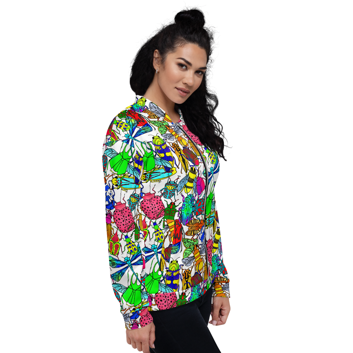 Unisex Bomber Jacket (Bugs|White)