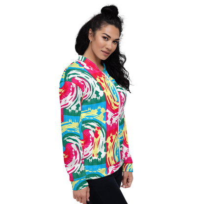 Unisex Bomber Jacket (Pink Waves)