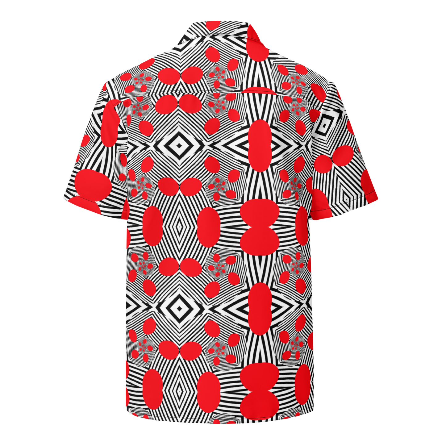 Unisex button shirt (Red Geometric)