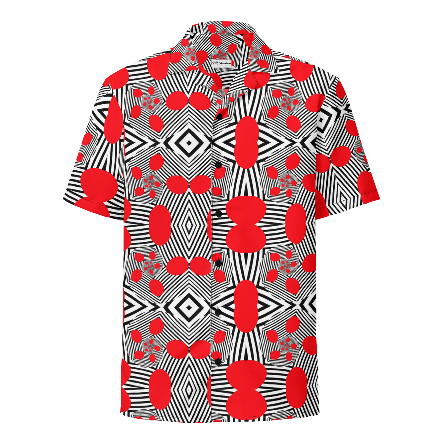 Unisex button shirt (Red Geometric)