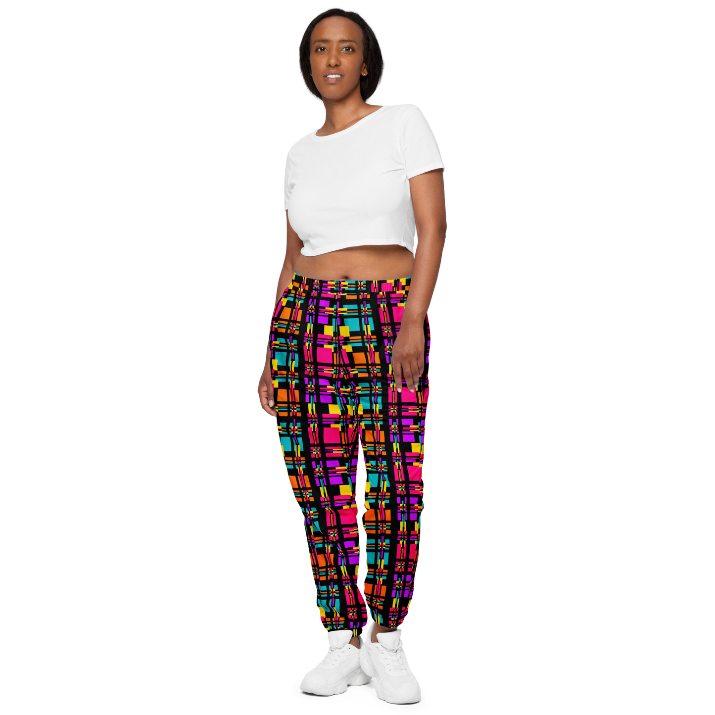 Unisex track pants (Rainbow Plaid)