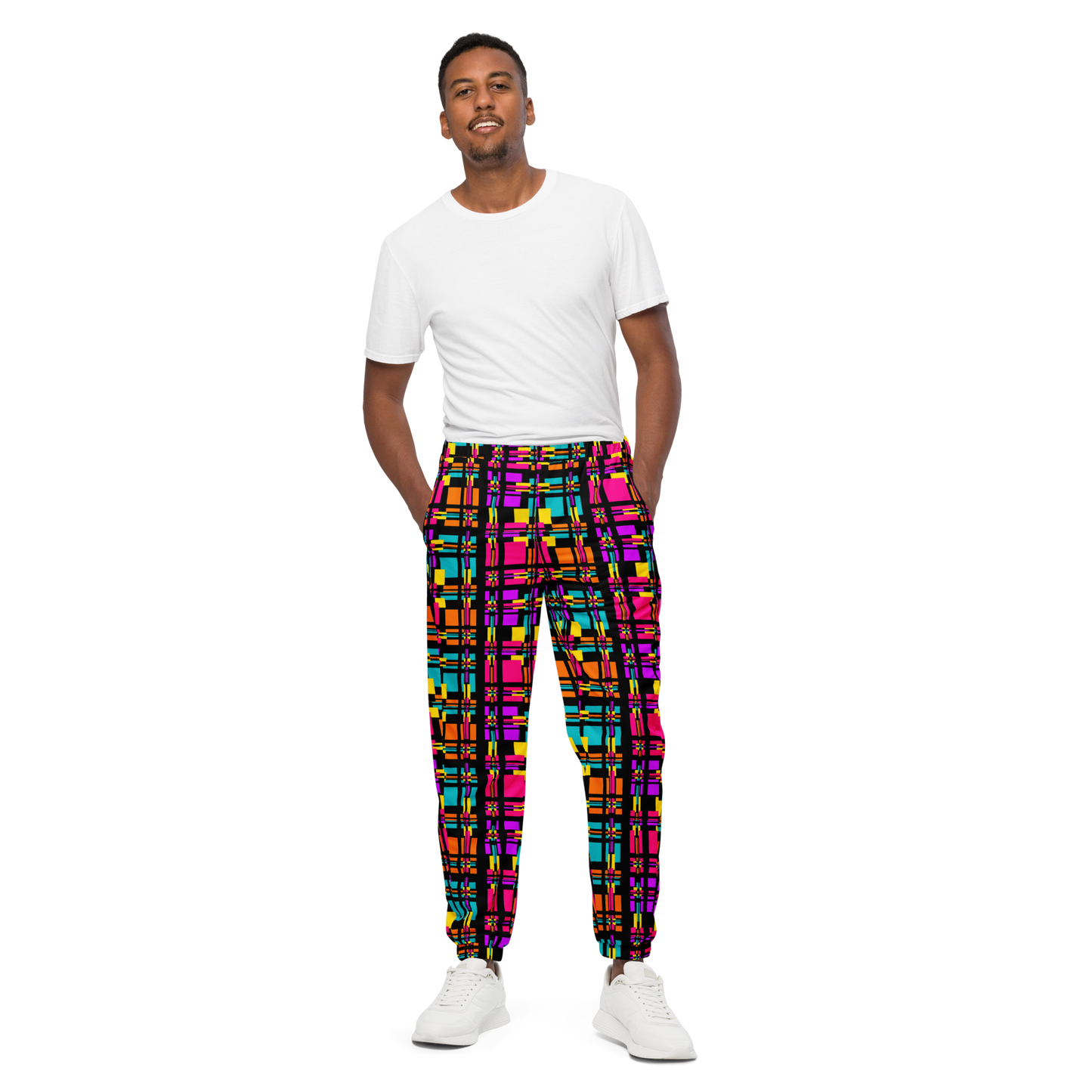 Unisex track pants (Rainbow Plaid)