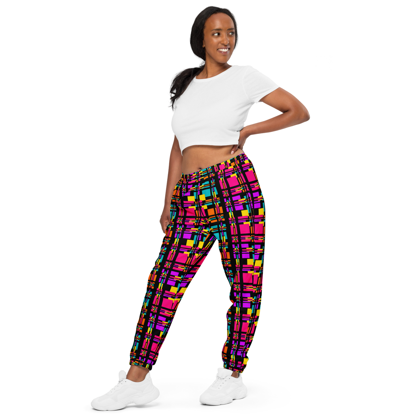 Unisex track pants (Rainbow Plaid)