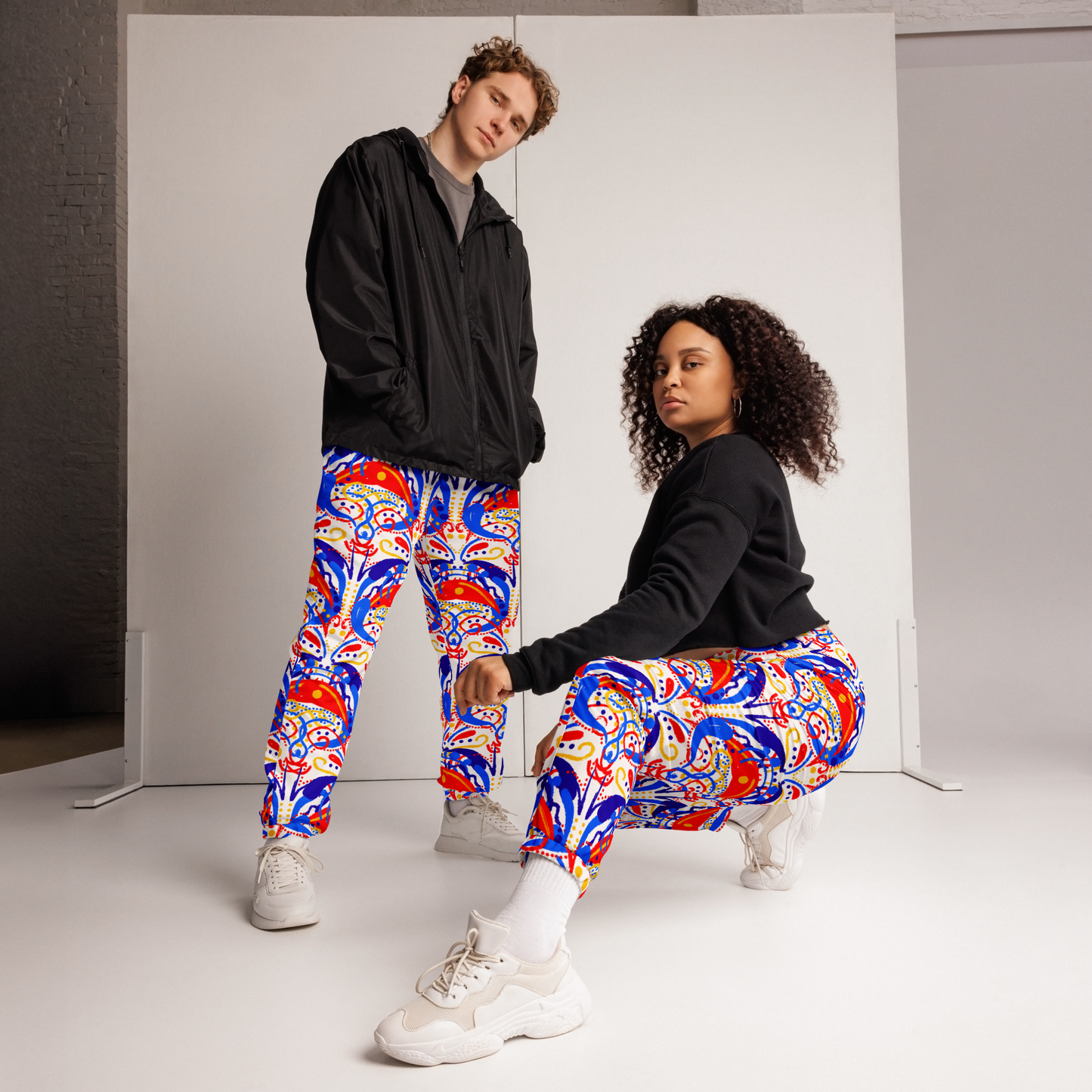 Unisex track pants (Talavera-inspired|White)