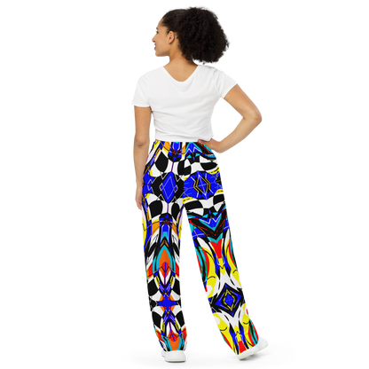 Unisex wide-leg pants (Blue Swirls)