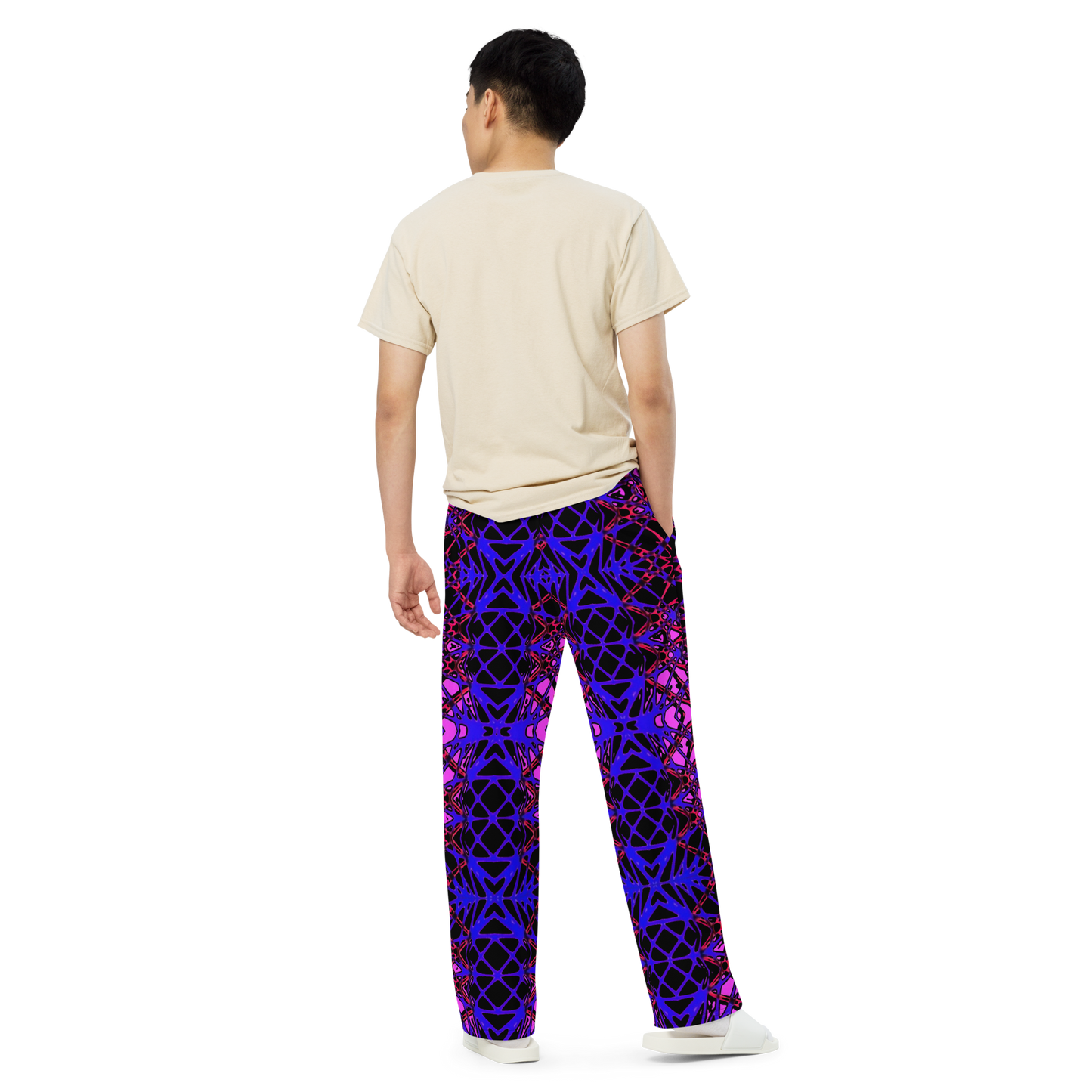 Unisex wide-leg pants (Neon Latticework)