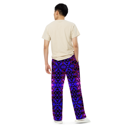 Unisex wide-leg pants (Neon Latticework)