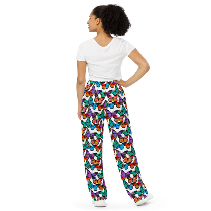 Unisex wide-leg pants (Butterflies)