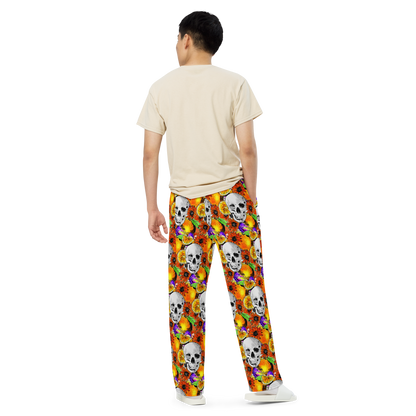 Unisex wide-leg pants (Skulls & Oranges)