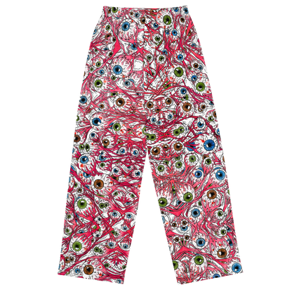 Unisex wide-leg pants (Eyeballs|White)