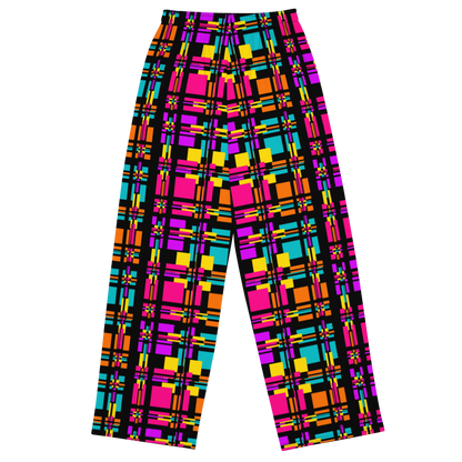 Unisex wide-leg pants (Rainbow Plaid)