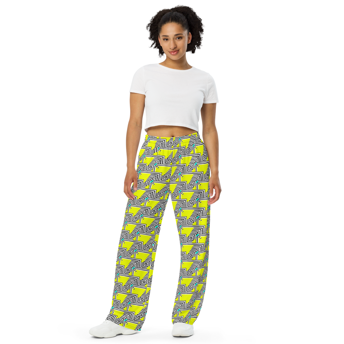 Unisex wide-leg pants (Retro Yellow)