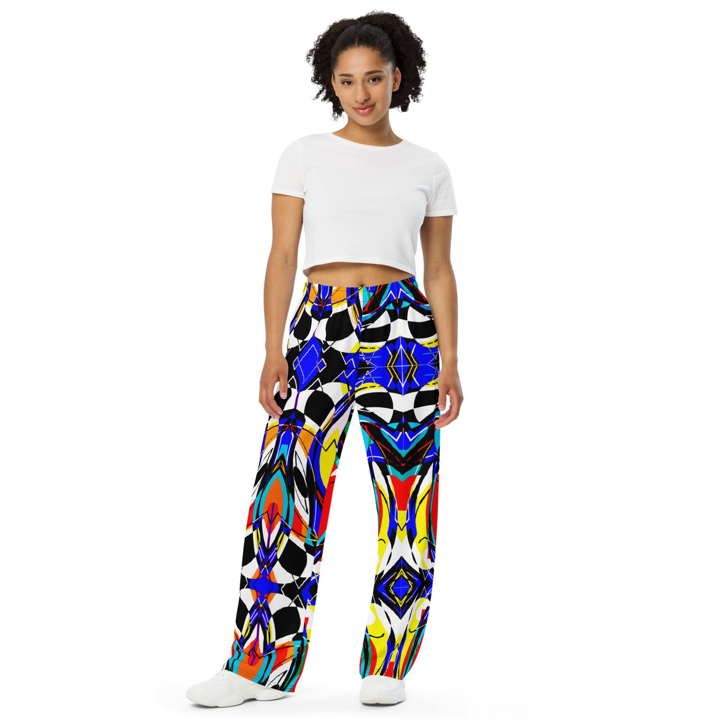 Unisex wide-leg pants (Blue Swirls)