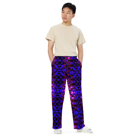 Unisex wide-leg pants (Neon Latticework)