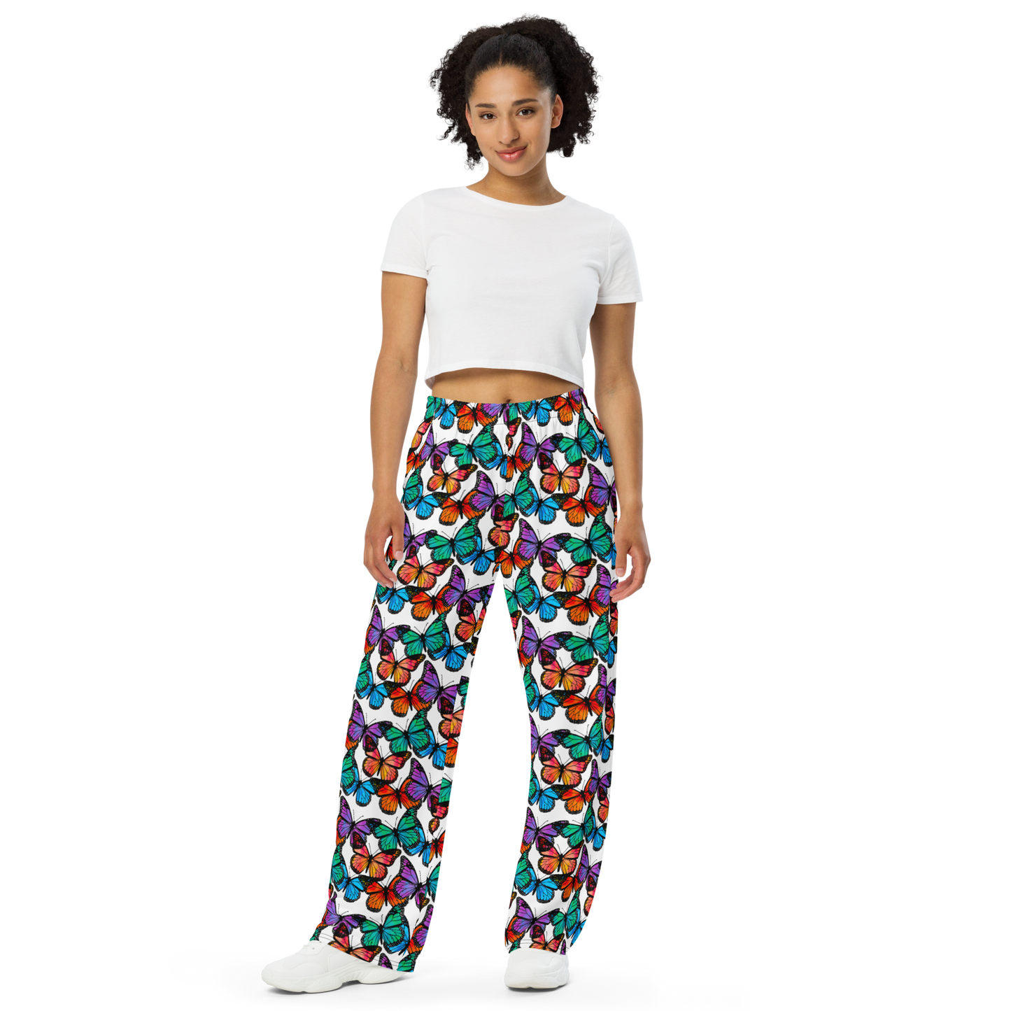 Unisex wide-leg pants (Butterflies)