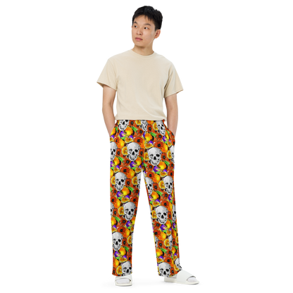 Unisex wide-leg pants (Skulls & Oranges)