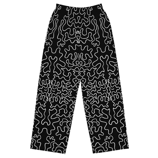 Unisex wide-leg pants (Black & White Squiggle)