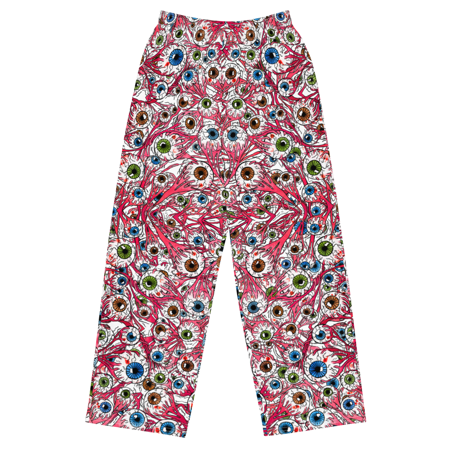 Unisex wide-leg pants (Eyeballs|White)