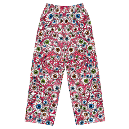 Unisex wide-leg pants (Eyeballs|White)