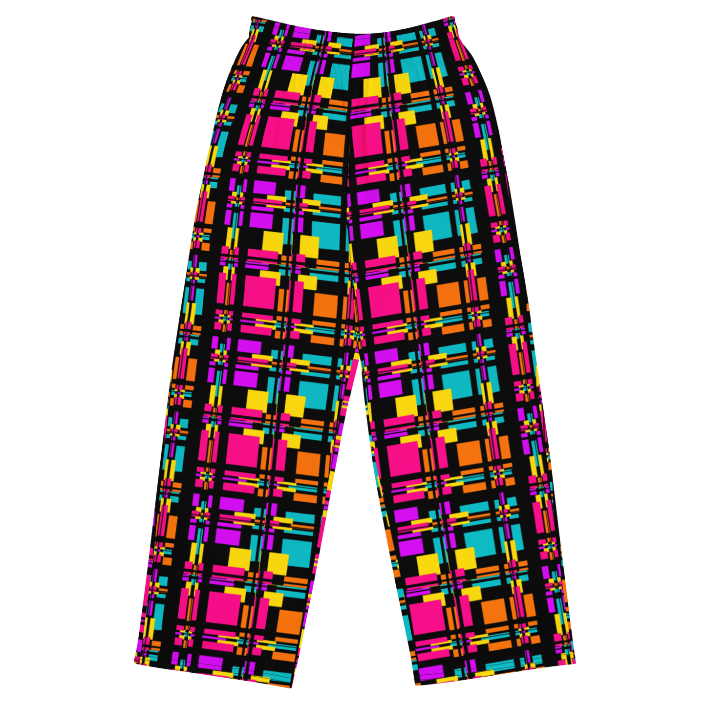 Unisex wide-leg pants (Rainbow Plaid)