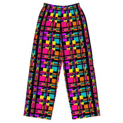 Unisex wide-leg pants (Rainbow Plaid)