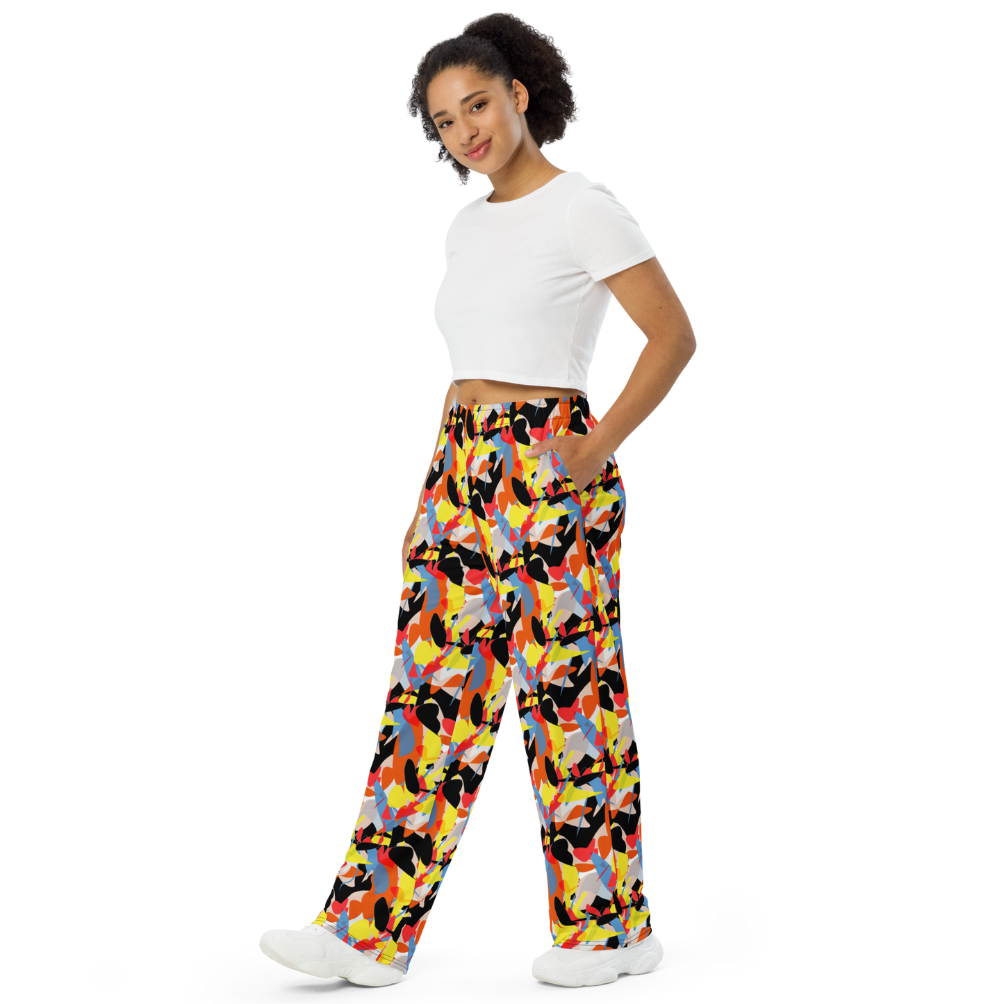 Unisex wide-leg pants (Abstract Ovals)