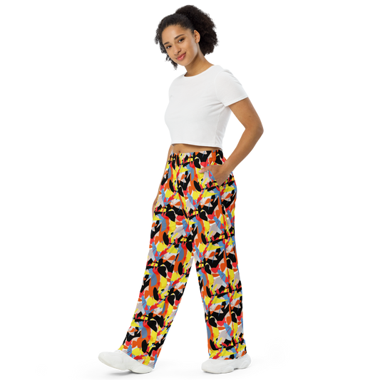 Unisex wide-leg pants (Abstract Ovals)