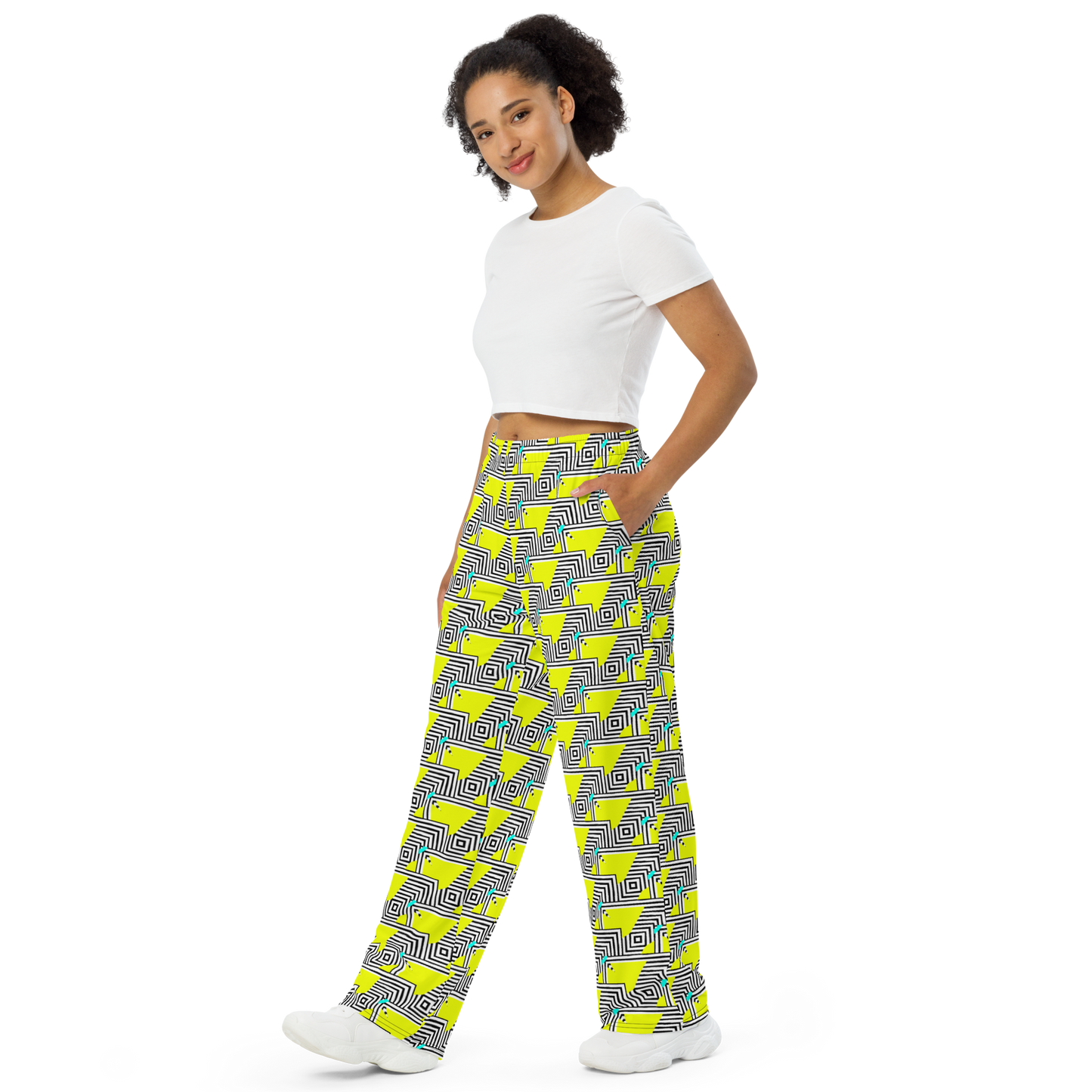 Unisex wide-leg pants (Retro Yellow)