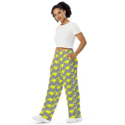 Unisex wide-leg pants (Retro Yellow)