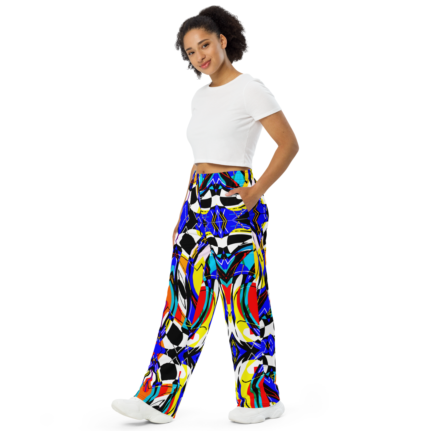 Unisex wide-leg pants (Blue Swirls)