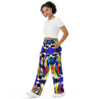 Unisex wide-leg pants (Blue Swirls)