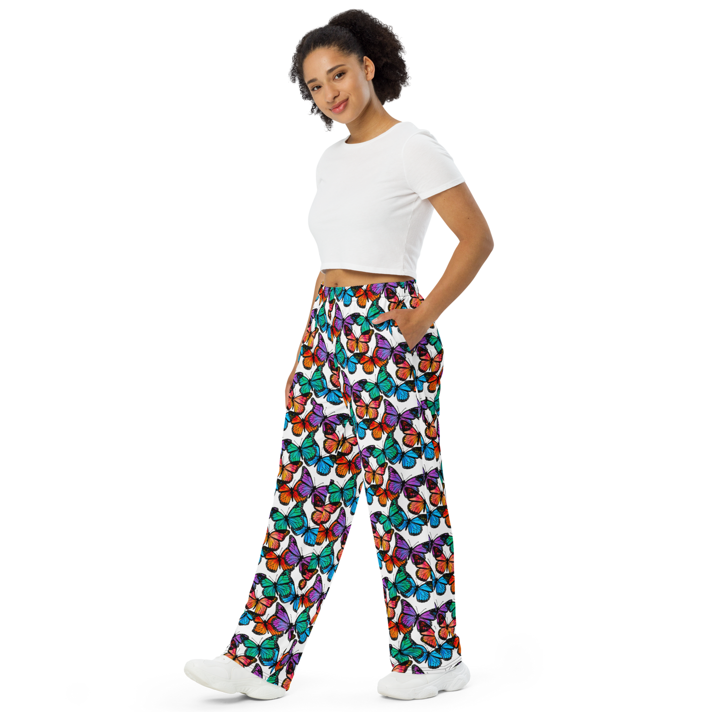 Unisex wide-leg pants (Butterflies)