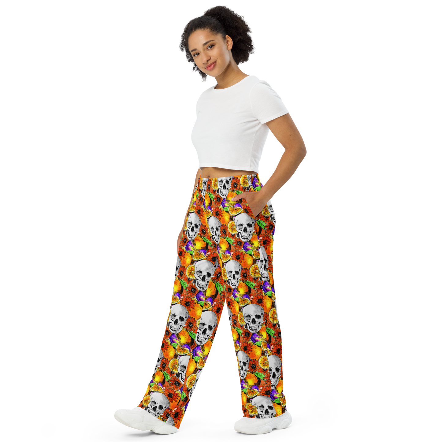 Unisex wide-leg pants (Skulls & Oranges)