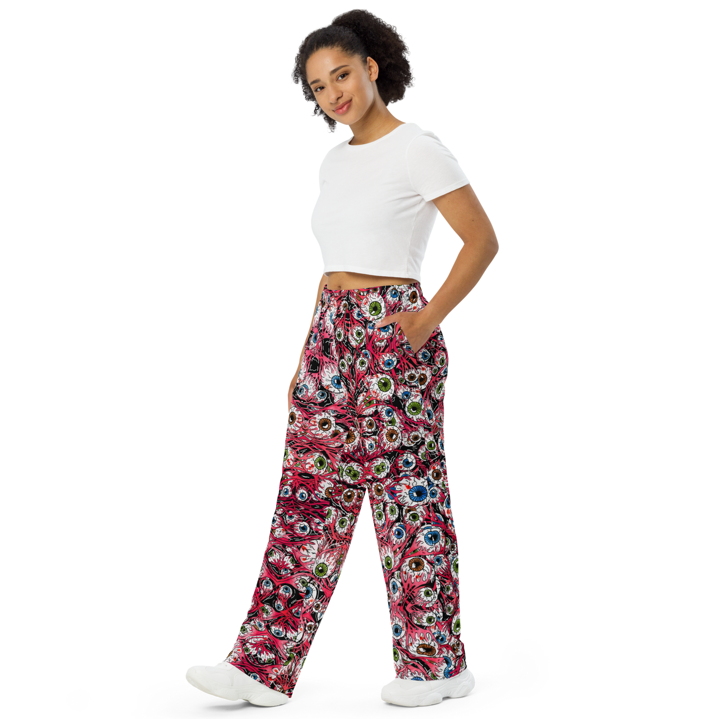 Unisex wide-leg pants (Eyeballs|Black)