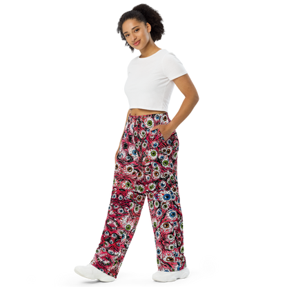 Unisex wide-leg pants (Eyeballs|Black)