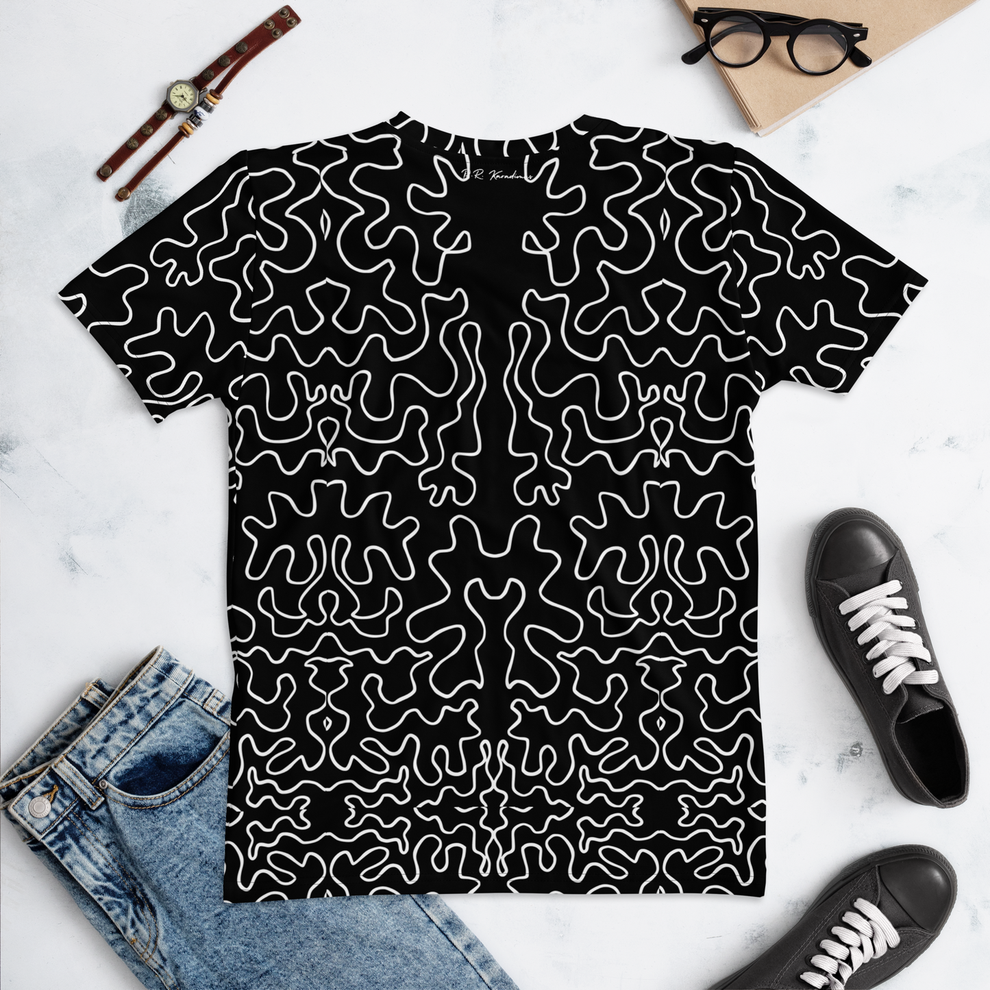 Women's T-shirt (Black & White Squiggle)