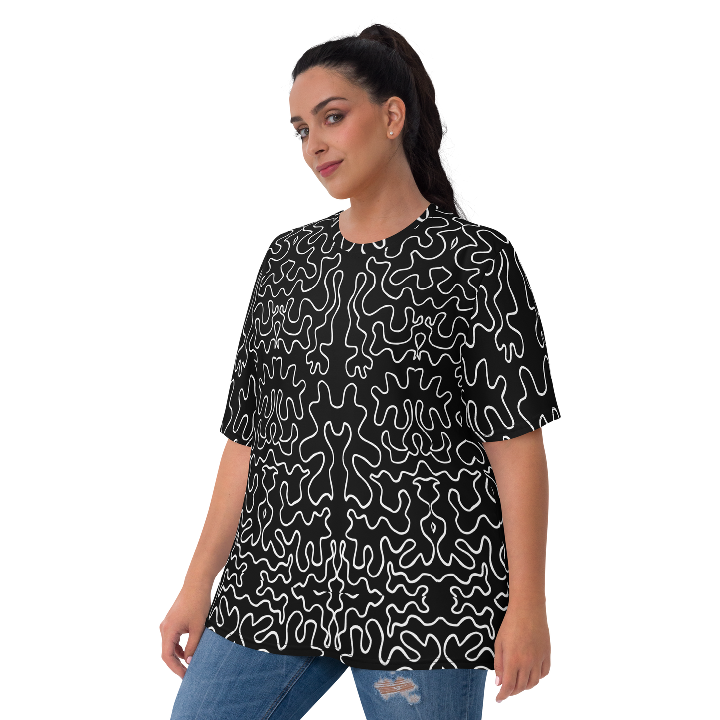 Women's T-shirt (Black & White Squiggle)