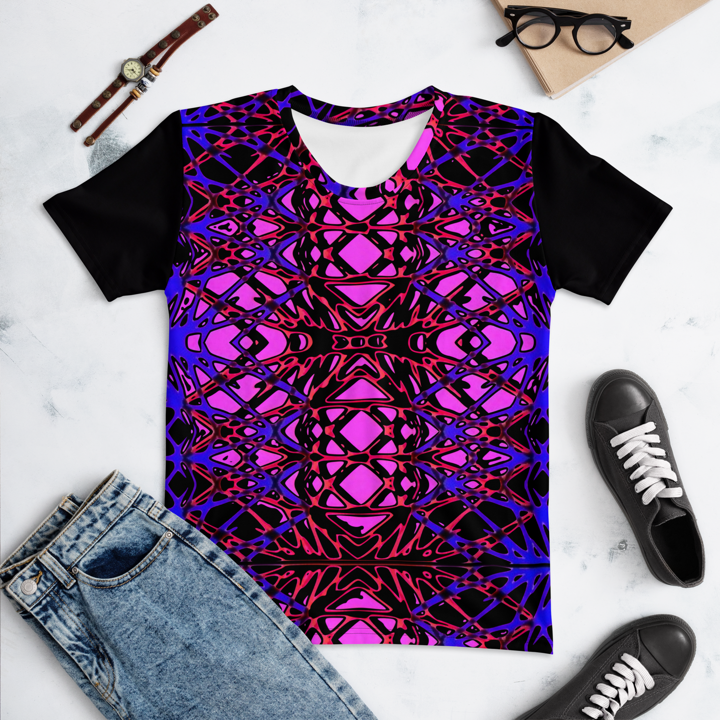 Women's T-shirt (Neon Latticework)