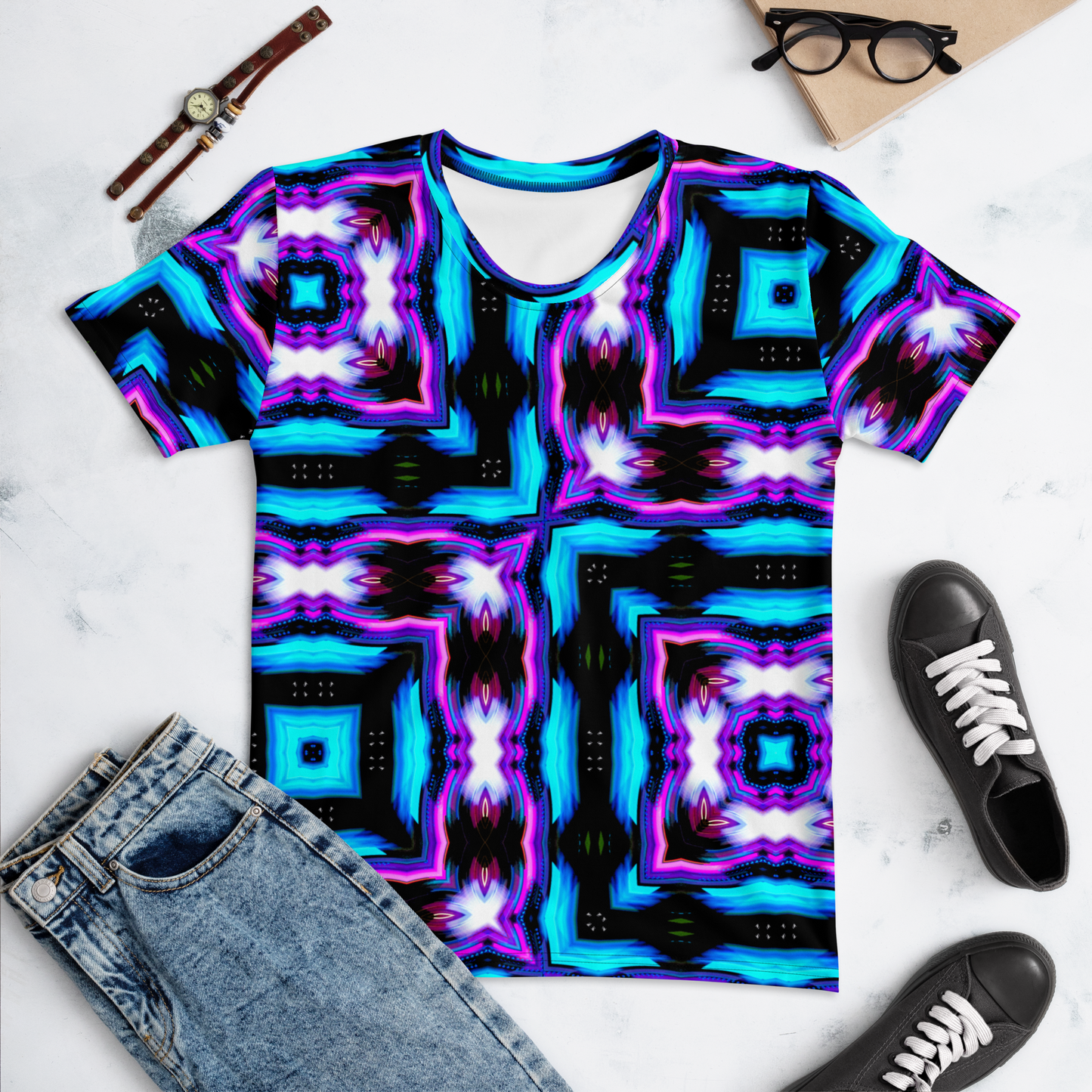 Women's T-shirt (Neon Purple & Blue)