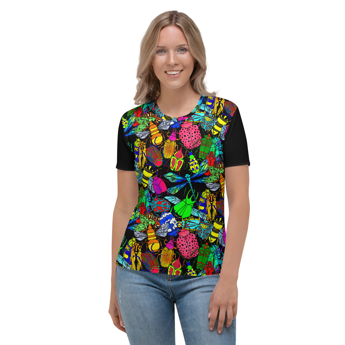 Women's T-shirt (Bugs|Black Sleeves)