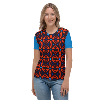 Women's T-shirt (Red Star|Blue Sleeves)