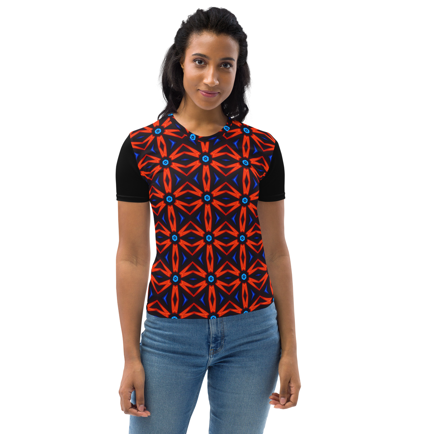 Women's T-shirt (Red Star|Black Sleeves)