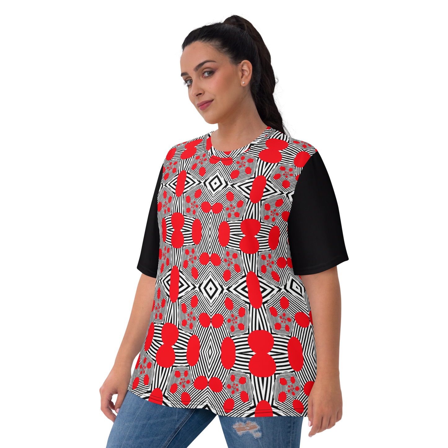 Women's T-shirt (Red Geometric)