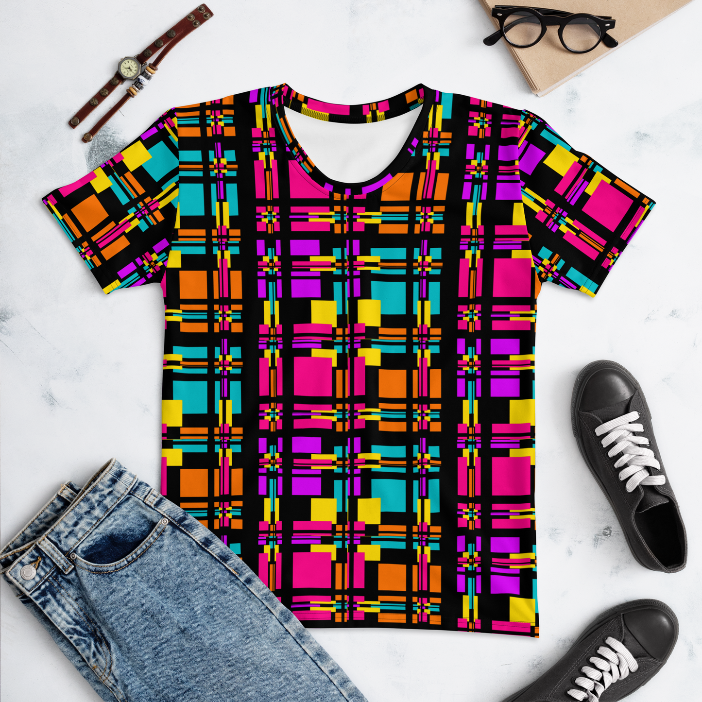 Women's T-shirt (Rainbow Plaid)