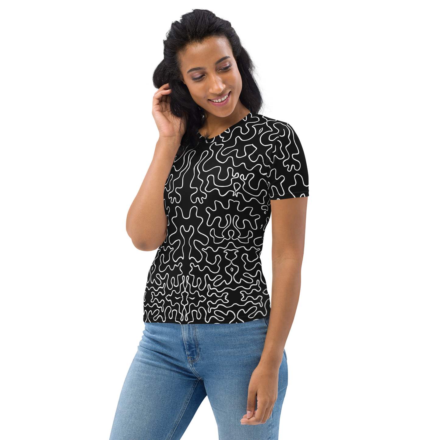 Women's T-shirt (Black & White Squiggle)